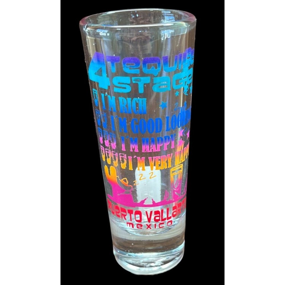 Puerto Vallarta Mexico Shot Glass 4 Stages of Tequila Drinking Tequilero